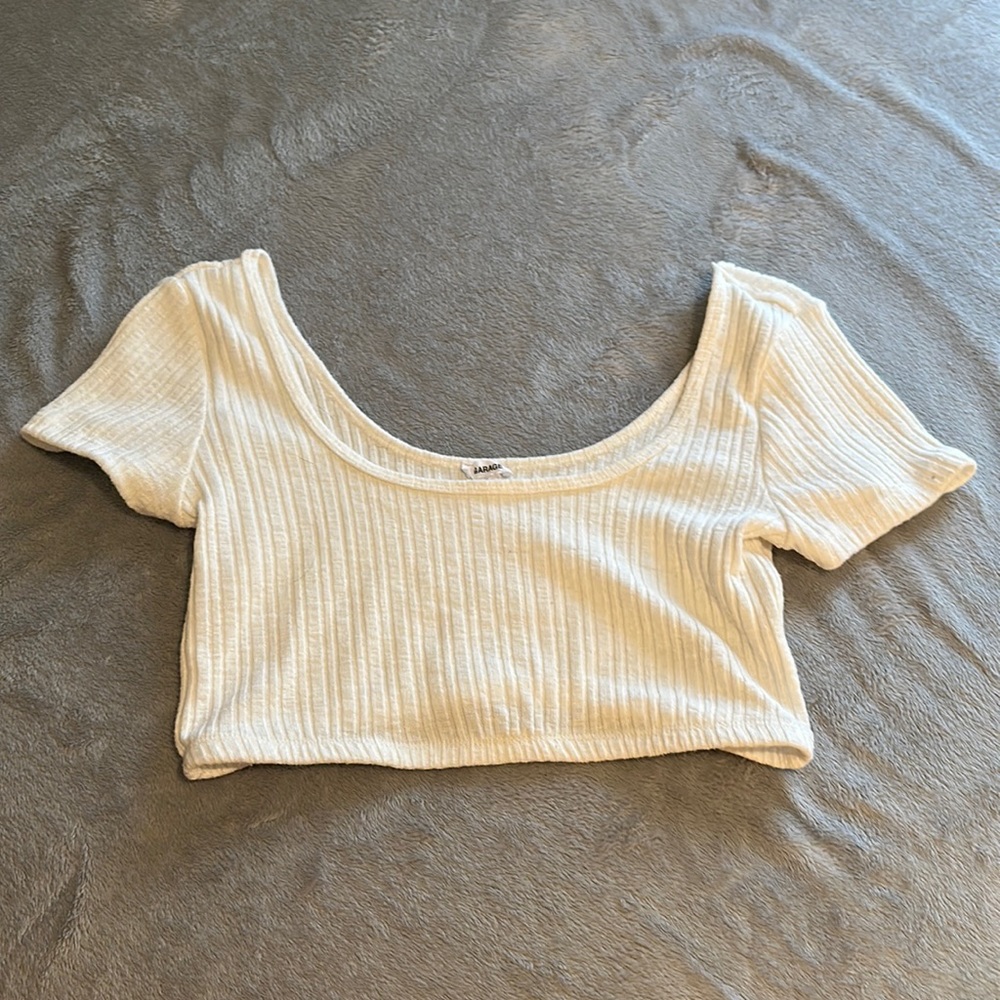 White Ribbed Crop Top